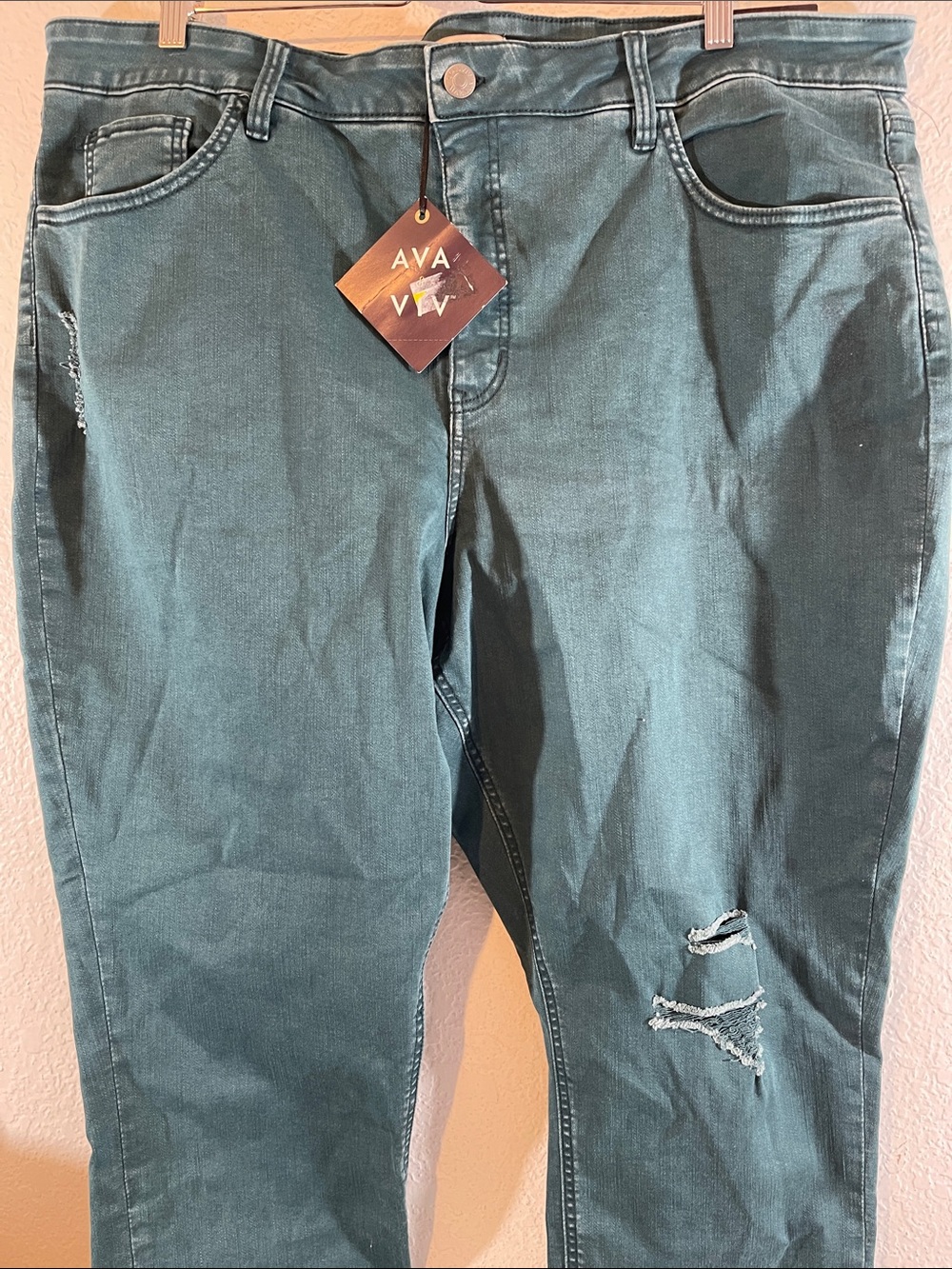 AVA & VIV Women's Teal Green and Blue High-Rise Skinny Denim Jeans Size 24W NEW - Picture 3 of 13